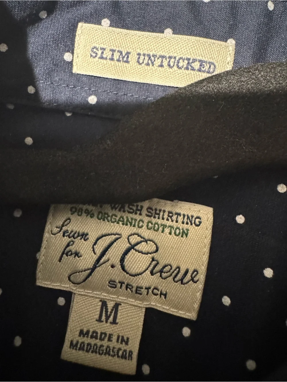 J.Crew Slim Untucked Polka Dot Shirt – Classic Navy Cotton  Medium